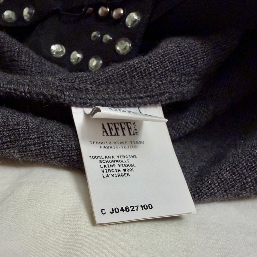 Alberta Ferretti Gray/Black slip on wool Dress with Studded Collar, Size S-M. - Picture 13 of 17
